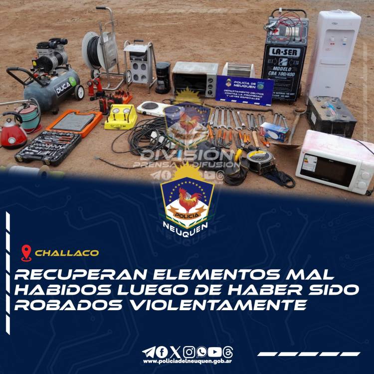 Recuperan elementos mal habidos luego de haber sido robados violentamente